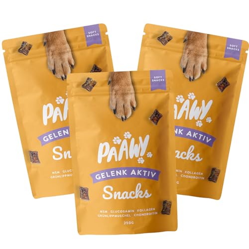 Paawy Gelenktabletten Hund I Grünlippmuschel Hund I Snacks mit MSM, Glucosamin & Chondroitin I Arthrose Hund I Unterstützt die Gelenke & Knochen (3X 250g) von Paawy