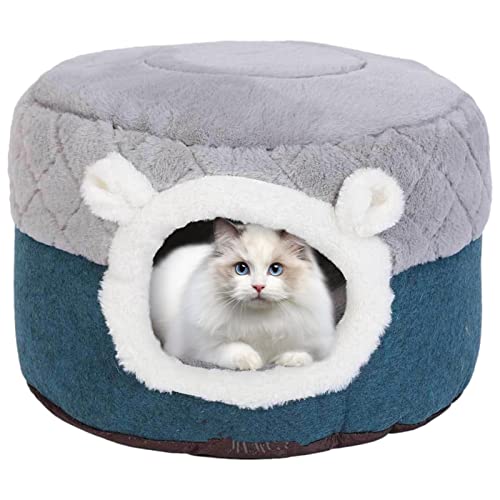 Höhlenbett für Haustiere, Katzenbett, waschbar, aus Polyester, für Innenkatzen, rutschfest, für Haustiere, 2-in-1-Kissen von Pacienjo