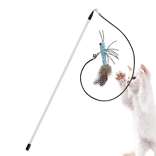 Katzenspielzeug für Katzen im Innenbereich – Cat Toys Wand Jagd Toy Teaser Ersatz mit Glockenminen – lustiges Kätzchen Spielzeug Angelrute für Katzen von Pacienjo