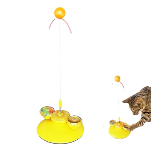 Katzenspielzeug mit Saugnapf | Interaktives Katzenspielzeug mit Saugnapf | multifunktionale Spielzeugkugeln für Katzen, mit Windmühle, Katzenpfeilen, Teaserstock, Katzenspender von Pacienjo