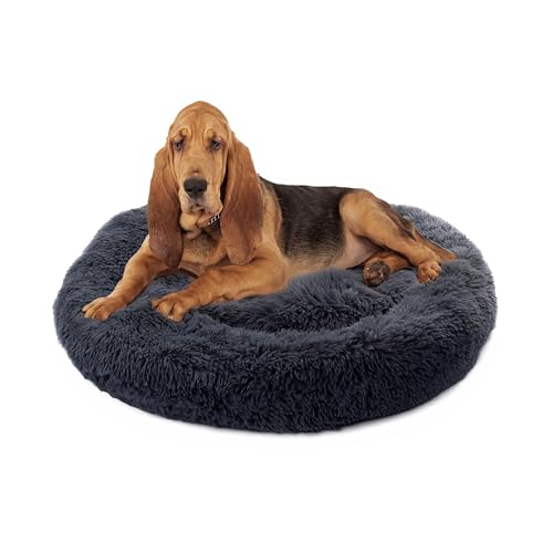 Paco Home Hundebett Katzenbett Flauschig Hundekissen Donut Hundedecke Hund Katze Hundekörbchen Katzenkorb Waschbar, Farbe:Anthrazit, Größe:Ø100 cm von Paco Home