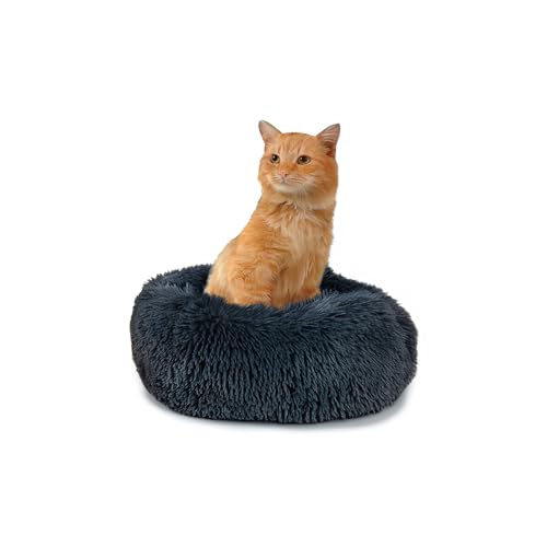 Paco Home Hundebett Katzenbett Flauschig Hundekissen Donut Hundedecke Hund Katze Hundekörbchen Katzenkorb Waschbar, Farbe:Anthrazit, Größe:Ø40 cm von Paco Home