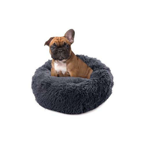 Paco Home Hundebett Katzenbett Flauschig Hundekissen Donut Hundedecke Hund Katze Hundekörbchen Katzenkorb Waschbar, Farbe:Anthrazit, Größe:Ø60 cm von Paco Home