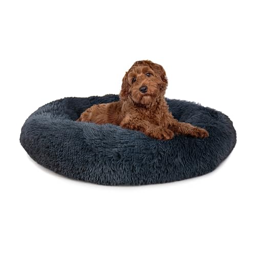 Paco Home Hundebett Katzenbett Flauschig Hundekissen Donut Hundedecke Hund Katze Hundekörbchen Katzenkorb Waschbar, Farbe:Anthrazit, Größe:Ø80 cm von Paco Home