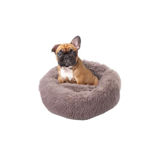 Paco Home Hundebett Katzenbett Flauschig Hundekissen Donut Hundedecke Hund Katze Hundekörbchen Katzenkorb Waschbar, Farbe:Beige, Größe:Ø60 cm von Paco Home