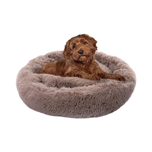 Paco Home Hundebett Katzenbett Flauschig Hundekissen Donut Hundedecke Hund Katze Hundekörbchen Katzenkorb Waschbar, Farbe:Beige, Größe:Ø80 cm von Paco Home