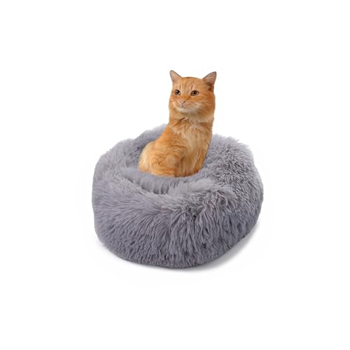 Paco Home Hundebett Katzenbett Flauschig Hundekissen Donut Hundedecke Hund Katze Hundekörbchen Katzenkorb Waschbar, Farbe:Grau, Größe:Ø40 cm von Paco Home