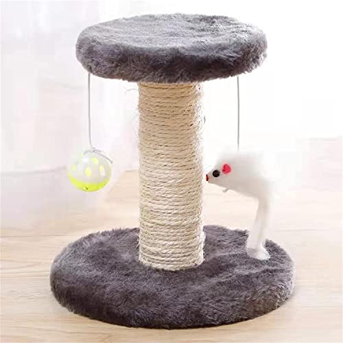 Katzenkratzbaum mit Bett Natur Teppich Sisal Seil Kratzbaum mit weichem Plüsch-Plattform-Top, interaktivem Ballspielzeug und Plüschmaus für Kätzchen, Indoor Kitty Kratzbaum Kleiner Katzenturm,Grau von PacuM