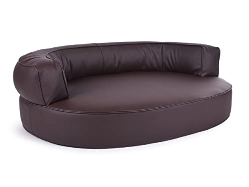 Mypado Hundebett, Hundesofa Atlanta Kunstleder BRAUN wasserabweisend, Feels Like Heaven | Gr. S | Füllung Schaumstoff von Mypado