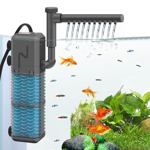 Padwa Lifestyle Filter Aquarium,Einstellbare 800L/H Aquarium Filterpumpe,9W Silent Aquarium Innenfilter,Aquarium Filter mit Sprühstab,Kann für kleine Aquarien bis zu 250L Verwendet Werden von Padwa Lifestyle