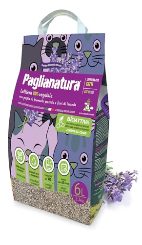 Bioaktive Katzenstreu Lavendel Paglianatura 2,4 kg / 6 l – natürlich, umweltfreundlich, geruchshemmend und kompostierbar von Paglianatura