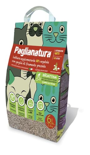 Paglianatura Bioaktive Katzenstreu, 2,4 kg/6 l – 100 % natürlich, kompostierbar und umweltfreundlich, Geruchskontrolle und sehr saugfähig von Paglianatura