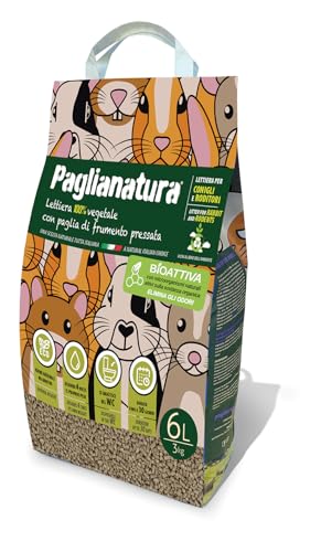 Paglianatura Bioaktives Katzenstreu für Nager, 6 mm, natürlich und umweltfreundlich, hohe Saugfähigkeit, 3 kg/6 Liter von Paglianatura