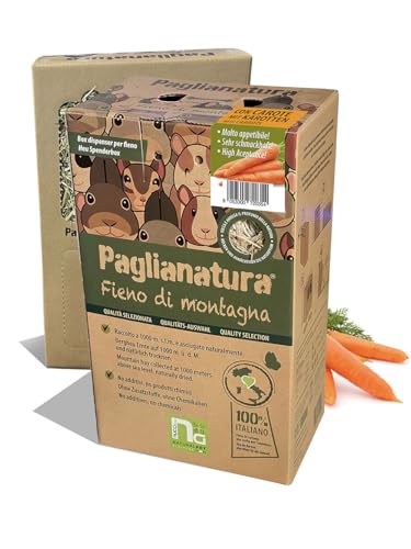 Paglianatura Heuspender, 700 g, mit natürlichen Karotten – Zubehör für Kaninchen, Nager und kleine Tiere, gesundes und umweltfreundliches Futter von Paglianatura