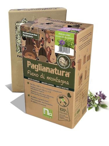 Paglianatura Heuspender für Bergheu, 700 g, mit Alfalfa | Heuraufe für kleine Tiere | einfach zu bedienen und zu reinigen von Paglianatura