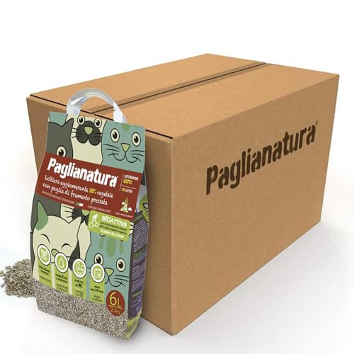 Paglianatura Set 6 Stück – Bioaktive Katzenstreu, 100 % natürlich und kompostierbar, super saugfähig und geruchshemmend, 2,4 kg / 6 Liter von Paglianatura