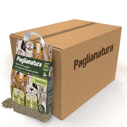 Paglianatura Set 6 Stück Bioaktive Nagerstreu aus Pellet 6 mm - natürlich und umweltfreundlich - 3 kg / 6 Liter von Paglianatura