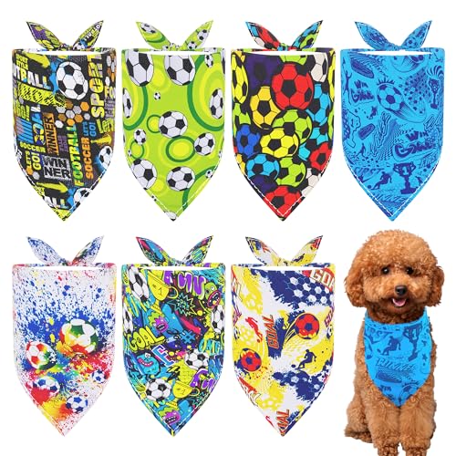 Pai Sence Fußball-Hundehalstücher für kleine Hunde, Rassen und Katzen, 45,7 cm, Sportbandanas für Welpen, Fußball, Bandanas für Hunde, Haustiere, Fellpflege-Zubehör, S, 7 Stück von Pai Sence