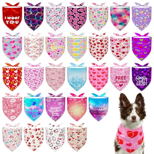 Pai Sence Hundehalstücher für große Hunde, verstellbare Herz-Lippe, Rose, Hundehalstücher für extra große Größe 84 cm, Größe XL, 30 Stück, Fellpflege, L von Pai Sence