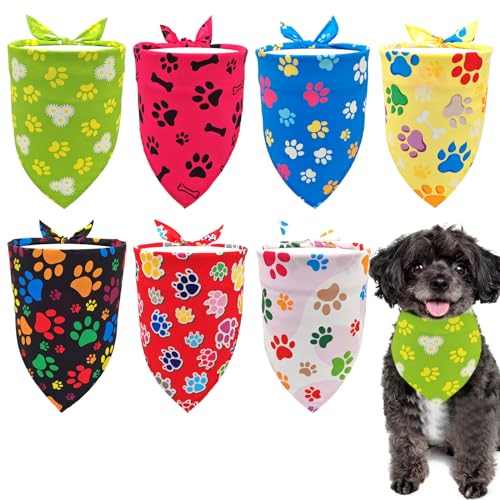 Pai Sence Hundehalstücher für kleine Hunde, Rassen und Katzen, 45,7 cm, Bandanas für Welpen, tägliche Party, Bandanas für Hunde, Haustiere, Fellpflege-Zubehör, Größe S, 7 Stück von Pai Sence