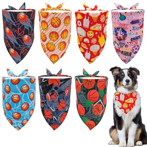 Pai Sence Sport-Hundehalstücher für große Hunde, Rasse, 84 cm, Basketball, Übergröße, Hundehalstücher für Mädchen, Jungen, Fellpflege-Zubehör, Größe L, 7 Stück von Pai Sence