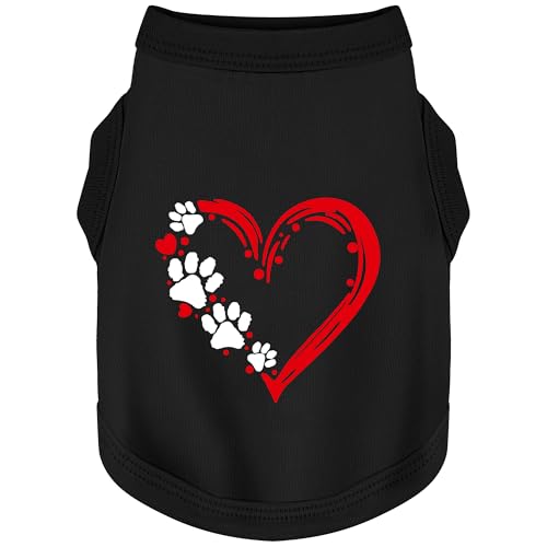 Discover Cozy Sleeveless Canine Wear: Weiches, leichtes und atmungsaktives Hunde-Shirt aus Baumwolle mit Herz- und Pfoten-Grafik. Das Tanktop ist ideal für kleine, mittelgroße und große Rassen, von Paiaite