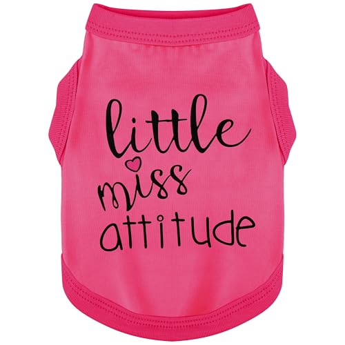 Hundekleidung für Hunde, weich, leicht, mit Aufdruck "Little Miss Attitude", perfekt für kleine und mittelgroße Hunde, Rosa / Rot von Paiaite