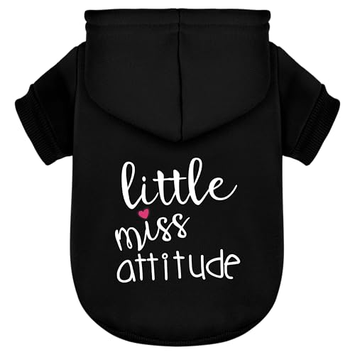 Little Miss Attitude Hunde-Kapuzen-Sweatshirt-Mantel, weiches Polyester-Baumwoll-Mischgewebe, Winterpullover mit Tasche für kleine, mittelgroße und große Hunde, warm, gemütlich, für kaltes Wetter, mit von Paiaite