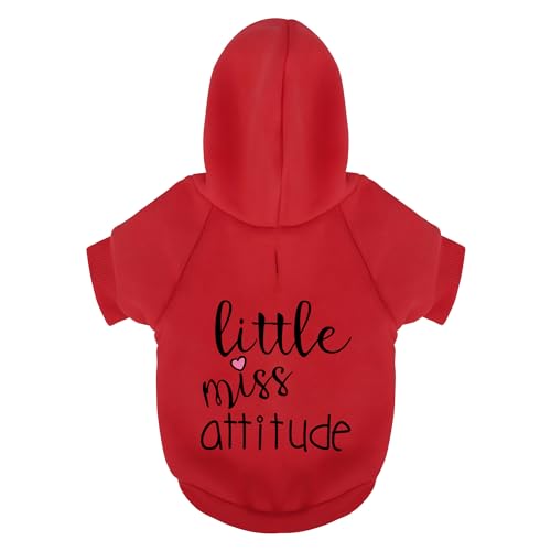 Little Miss Attitude Hunde-Kapuzen-Sweatshirt-Mantel: weicher Winterpullover aus Polyester-Baumwoll-Mischgewebe mit Tasche für kleine, mittelgroße und große Hunde, warm, gemütlich, für kaltes Wetter, von Paiaite