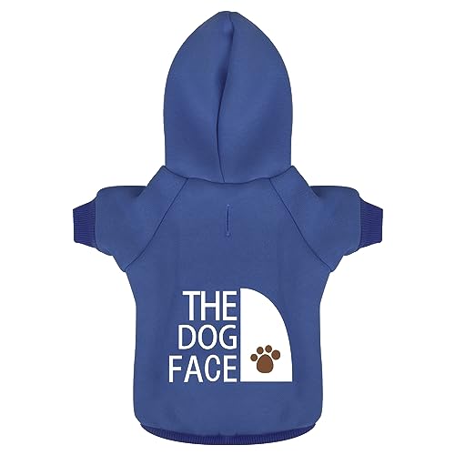 Paiaite Blauer Chihuahua-Hunde-Kapuzenpullover: Halten Sie Ihren Welpen warm und stilvoll mit einem bedruckten Sweatshirt mit dem Aufdruck The Dog Face und Haustierkleidung und Pullovermantel in von Paiaite