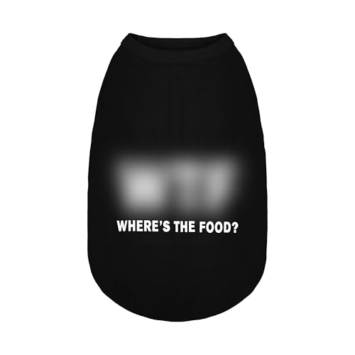 Paiaite Hundeweste: "Where's The Food", ärmelloses Hunde-Shirt aus Baumwolle, stilvoll, bequem und atmungsaktiv, für kleine, mittelgroße und große Rassen, Schwarz, Größe XL von Paiaite