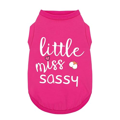 Paiaite Modische ärmellose Haustierweste mit Aufdruck "Little Miss Sassy" aus Baumwolle, ideal für kleine, mittelgroße und große Rassen, sorgt für Komfort und Atmungsaktivität, Rosenrot, Größe XL von Paiaite