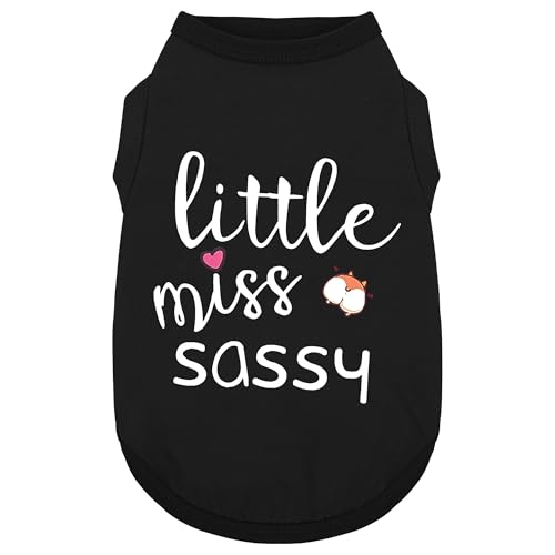 Paiaite Modische ärmellose Haustierweste: "Little Miss Sassy" bedrucktes Baumwoll-Hunde-Shirt, ideal für kleine, mittelgroße und große Rassen, sorgt für Komfort und Atmungsaktivität, Schwarz, Größe von Paiaite