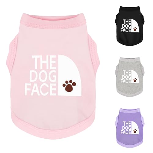 Personality Canine Attire Hundekleidung aus weicher, leichter Baumwolle mit Aufdruck "The Dog Face" für kleine und mittelgroße Rassen, perfekt für den Alltag, bequemes und atmungsaktives Hunde-Shirt, von Paiaite