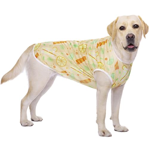 Paipeper Kühlendes Netzhemd für Hunde, schnell trocknend, atmungsaktiv, für den Sommer, leicht für mittelgroße und große Hunde, weiche und kühle Kleidung für Jungen und Mädchen, gelbe Weste, Größe 4XL von Paipeper