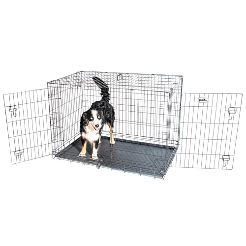 Fortressoo2XL, Transportbox für große Hunde, 122 x 75 x 84 cm, faltbar, 2 Türen, abnehmbare Platte, Verwendung im Innenbereich, Paitsy von Paitsy