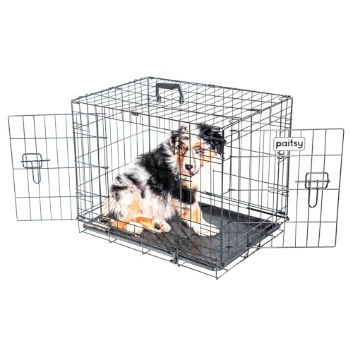 Paitsy FortressooS Hundekäfig, Transportbox für Hunde und Welpen, 60 x 43 x 49 cm, faltbar, 2 Türen, abnehmbare Platte, Verwendung im Innenbereich von Paitsy