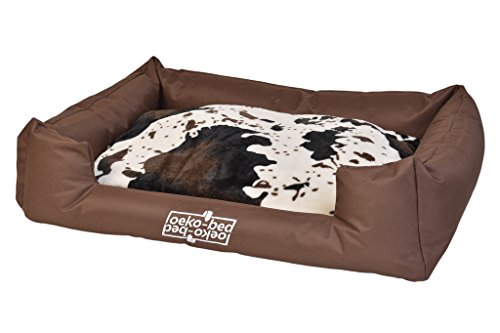 PAKMAS "Oeko-Bed" Körbchen Wendeoptik Plüsch 100 x 80 x 25 cm Kuhfell für Hunde von Pakmas