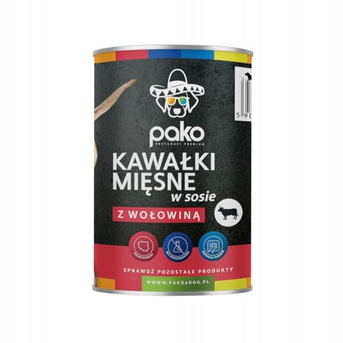 PAKO | Feuchte Hundefutterstücke in Soße mit Rind | 1x415g | Protein, Vitamine und Mineralien, für gesunde Haut und Fell von Pako