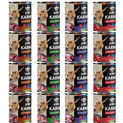 PAKO Nassfutter für Hunde | 24x800g | Mix aus 4 Geschmacksrichtungen | Vitamine und Mineralien von Pako