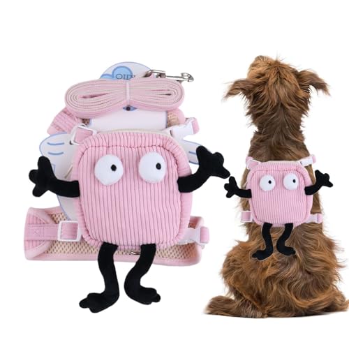 Palaufr Hundegeschirr-Rucksack, Hundegeschirr mit Rucksack, Kleines Hundegeschirr mit Tasche, Niedliches Welpen-Rucksack-Geschirr, Verstellbarer Welpen-Geschirr-Rucksack zum Spazierengehen von Palaufr