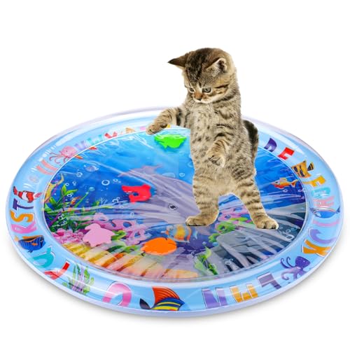 Palksky Wassersensorische Spielmatte für Katzen, Katzenspielzeug für gelangweilte Indoor-Katzen, selbstspielende Matte, interaktives Spielzeug für Katzen zum alleinigen Spielen von Palksky