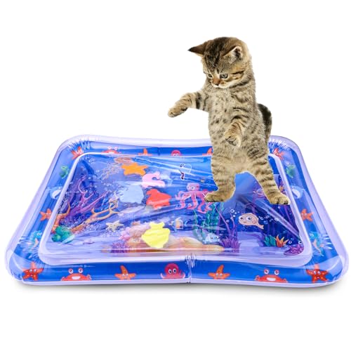 Palksky Wassersensorische Spielmatte für Katzen, Wasserspielmatte für Selbstspiel, interaktives Katzenspielzeug für Indoor-Katzen, Katzenaktivitätsmatte für Katzenunterhaltung (quadratisch) von Palksky