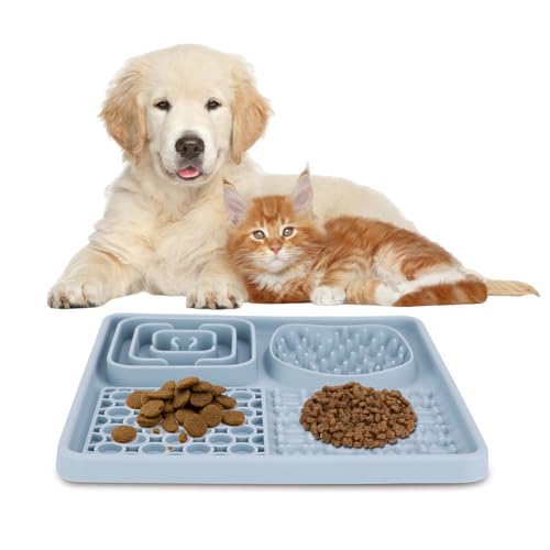 Leckmatte Hund, Slow Feeder Hunde Leckmatte mit Silikonspatel, Schleckmatte Hund Bpa-Frei, Anti-Rutsch Katze Futterunterlage Mit Saugnäpfeln für Katze Hundebaden,Trainieren,Fellpflege & Krallenpflege von Palmcee