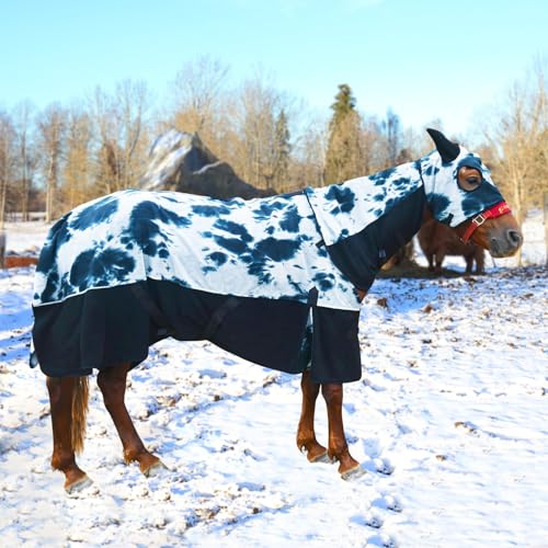 Pferde-Polarfleece-Kühldecke mit Hals- und Kopfbedeckung, 3-teiliges Set, leitet Feuchtigkeit ab, hält trocken, ideal für Pferde, die im Winter aktiv bleiben, 188 cm, Grau von Paloura