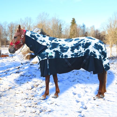 Pferde-Polarfleece-Kühldecke mit Halsabdeckung, 2-teiliges Set, leitet Feuchtigkeit ab, hält trocken, ideal für Pferde, die im Winter aktiv bleiben, 188 cm, Grau von Paloura