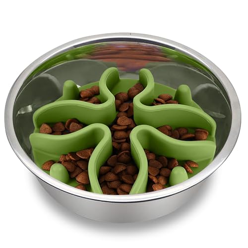 Palz&Co Paw Puzzles Slow Feeder Hundenapfeinsatz für große Futternäpfe - 14 cm rund, Grün von Palz&Co