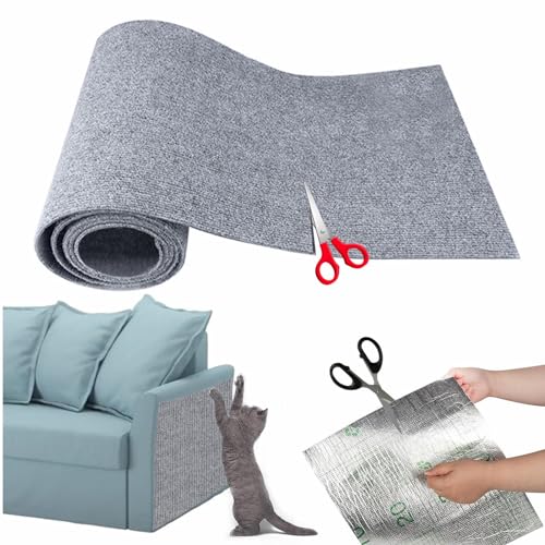 Kratzmatte Katze Selbstklebend, Kratzschutz Sofa Katze, Kratzbrett Katzen Kratzschutz, Katzenkratzmatte, AntiKratz Tape für Möbel Sofa Wand Couch Tür Schutz (Hellgrau 30x100cm) von Pamatio