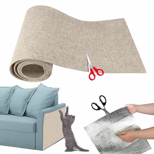 Kratzmatte Katze Selbstklebend, Kratzschutz Sofa Katze, Kratzbrett Katzen Kratzschutz, Katzenkratzmatte, AntiKratz Tape für Möbel Sofa Wand Couch Tür Schutz (Khaki 40x200cm) von Pamatio