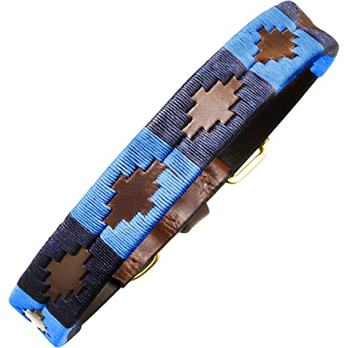 pampeano Azules Polo Hundehalsband | 2,5 cm Breite |Handgefertigt von Meistern | Premium argentinischen braunen Leder | Geschenk-Box-Halsbänder für große und kleine Hunde von Pampeano